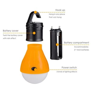 Batteridriven Campinglampa med krok