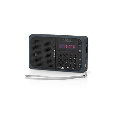 FM-radio | 3.6 W | USB-port och microSD-kortplats | Svart/grå