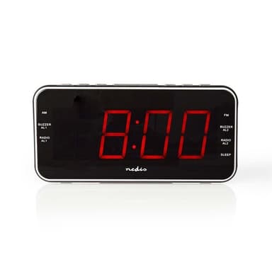 Nedis Digital klockradio | LED Display | 1x 3.5 mm Audio Input | Tidsprojektion | AM / FM | Snooze-funktion | Sov timer | Antal alarm: 2 | Svart