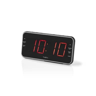 Nedis Digital klockradio | LED Display | 1x 3.5 mm Audio Input | Tidsprojektion | AM / FM | Snooze-funktion | Sov timer | Antal alarm: 2 | Svart