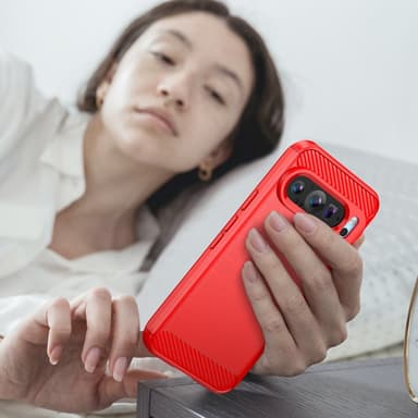 SKALO Google Pixel 9/9 Pro Armor Carbon Stöttåligt TPU-skal - Röd