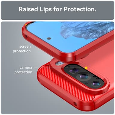 SKALO Google Pixel 9/9 Pro Armor Carbon Stöttåligt TPU-skal - Röd