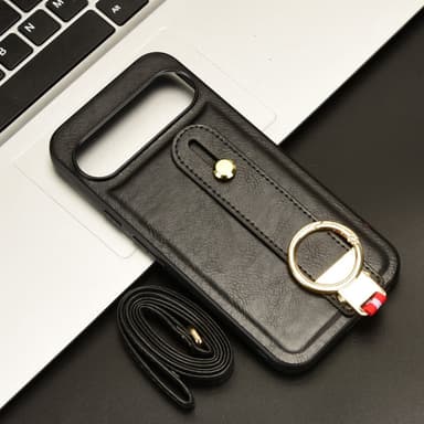 SKALO Google Pixel 9/9 Pro PU-Läder Skal med Handrem - Svart