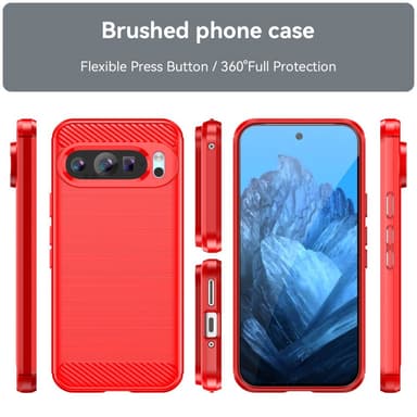 SKALO Google Pixel 9/9 Pro Armor Carbon Stöttåligt TPU-skal - Röd