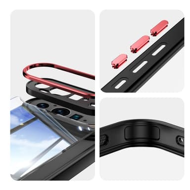 SKALO Google Pixel 9 Pro XL Silky Touch TPU + Akryl Metallknappar Skal - Svart