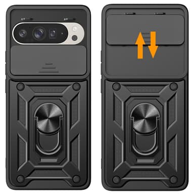 SKALO Google Pixel 9/9 Pro Armor Hybrid Metallring Kameraslider - Svart