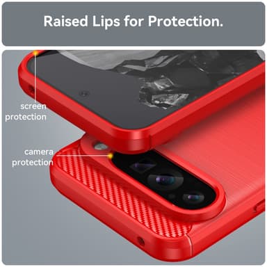 SKALO Google Pixel 9 Pro XL Armor Carbon Stöttåligt TPU-skal - Röd