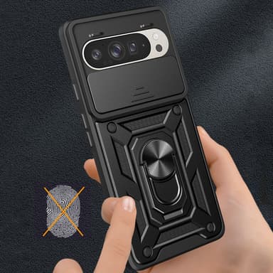 SKALO Google Pixel 9/9 Pro Armor Hybrid Metallring Kameraslider - Svart