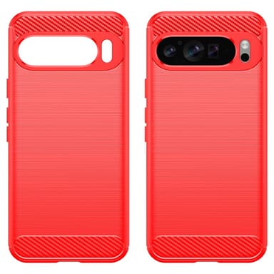 SKALO Google Pixel 9 Pro XL Armor Carbon Stöttåligt TPU-skal - Röd