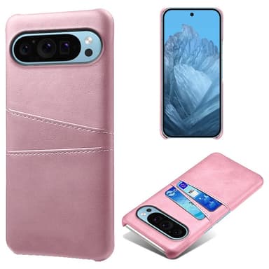 SKALO Google Pixel 9/9 Pro PU Läder Skal med Korthållare/Plånbok - Roséguld