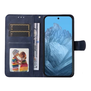 SKALO Google Pixel 9/9 Pro PU-Läder Plånboksfodral - Blå