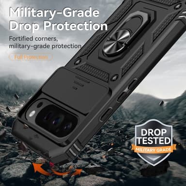 SKALO Google Pixel 9 Pro XL Armor Hybrid Metallring Kameraslider - Svart
