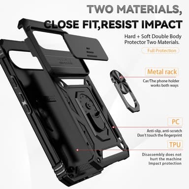 SKALO Google Pixel 9 Pro XL Armor Hybrid Metallring Kameraslider - Svart