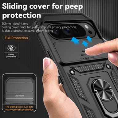 SKALO Google Pixel 9 Pro XL Armor Hybrid Metallring Kameraslider - Svart
