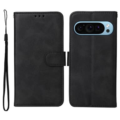 SKALO Google Pixel 9/9 Pro PU-Läder Plånboksfodral - Svart