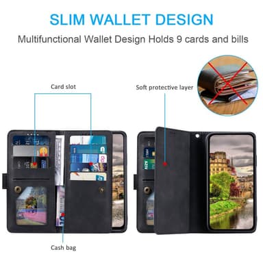 SKALO Google Pixel 9/9 Pro Big Wallet 9-FACK Plånboksfodral - Svart