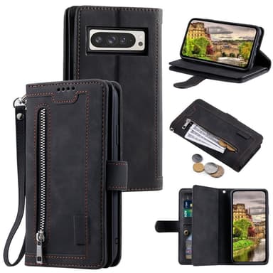 SKALO Google Pixel 9 Pro XL Big Wallet 9-FACK Plånboksfodral - Svart