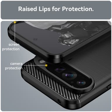 SKALO Google Pixel 9 Pro XL Armor Carbon Stöttåligt TPU-skal - Svart