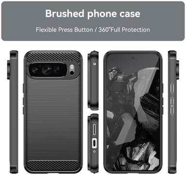 SKALO Google Pixel 9 Pro XL Armor Carbon Stöttåligt TPU-skal - Svart