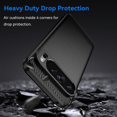 SKALO Google Pixel 9 Pro XL Armor Carbon Stöttåligt TPU-skal - Svart