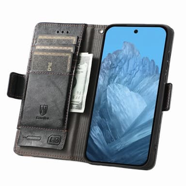 SKALO Google Pixel 9 Pro XL CASENEO 002 Series Premium PU-Läder Plånbok - Svart