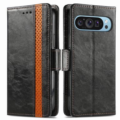 SKALO Google Pixel 9 Pro XL CASENEO 002 Series Premium PU-Läder Plånbok - Svart
