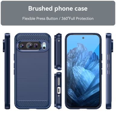SKALO Google Pixel 9/9 Pro Armor Carbon Stöttåligt TPU-skal - Blå