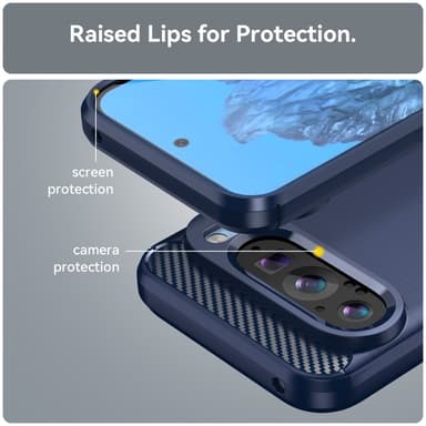 SKALO Google Pixel 9/9 Pro Armor Carbon Stöttåligt TPU-skal - Blå