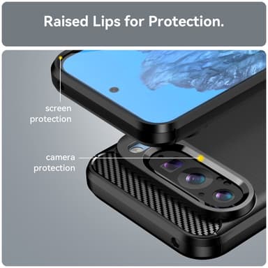 SKALO Google Pixel 9/9 Pro Armor Carbon Stöttåligt TPU-skal - Svart