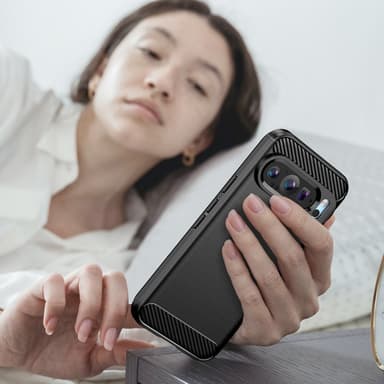 SKALO Google Pixel 9/9 Pro Armor Carbon Stöttåligt TPU-skal - Svart