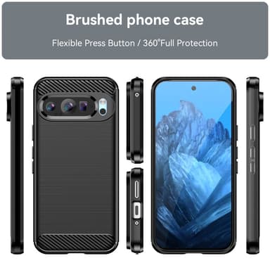 SKALO Google Pixel 9/9 Pro Armor Carbon Stöttåligt TPU-skal - Svart