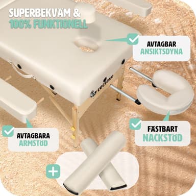 tectake 2-zons massagebänk inkl. kuddar + väska - beige