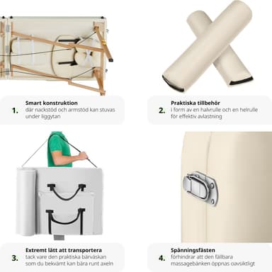 tectake 2-zons massagebänk inkl. kuddar + väska - beige