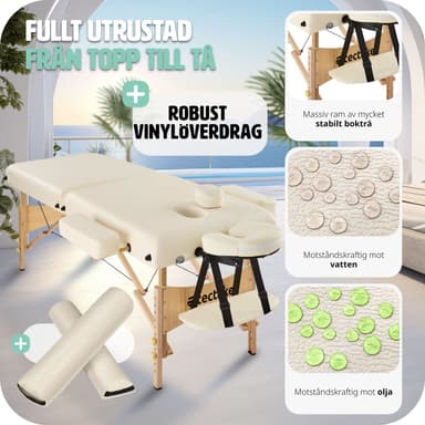 tectake 2-zons massagebänk inkl. kuddar + väska - beige