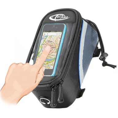 tectake Cykelväska för smartphones - 20 x 9,5 x 10 cm, svart/grå/blå
