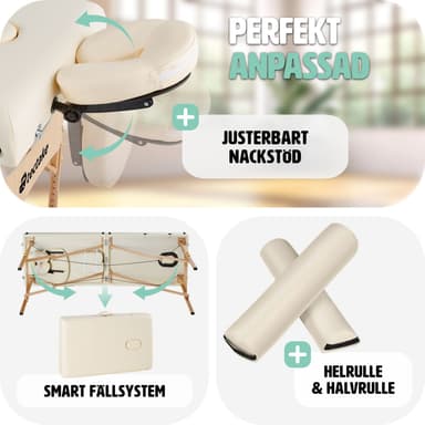tectake 2-zons massagebänk inkl. kuddar + väska - beige