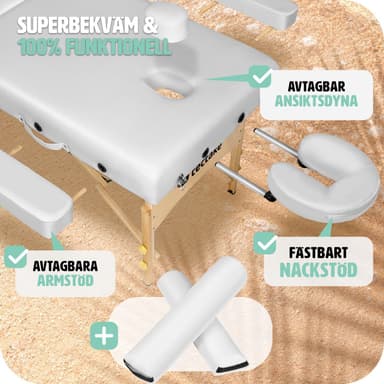 tectake 2-zons massagebänk inkl. kuddar + väska - vit