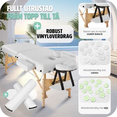 tectake 2-zons massagebänk inkl. kuddar + väska - vit