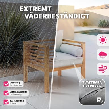 tectake Trädgårdsloungestol Boka, glaserat trä, 120 kg bärkapacitet - brun