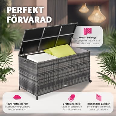 tectake Dynbox i konstrotting, Förvaringslåda, Trädgårdslåda för Utomhusförvaring - grå