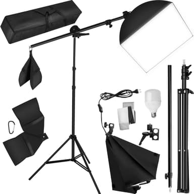 tectake Studiolampa + softbox modell 2 - svart