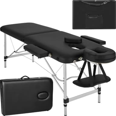 tectake 2-zons massagebänk med stoppning och aluminiumram +bärväska - svart