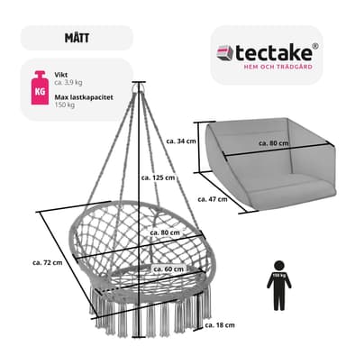 tectake Hängstol Grazia - grå