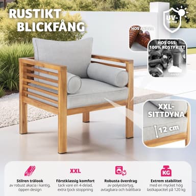 tectake Trädgårdsloungestol Boka, glaserat trä, 120 kg bärkapacitet - brun