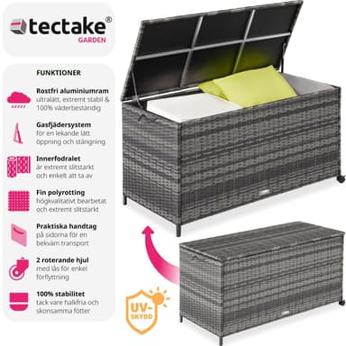 tectake Dynbox i konstrotting, Förvaringslåda, Trädgårdslåda för Utomhusförvaring - grå