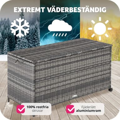 tectake Dynbox i konstrotting, Förvaringslåda, Trädgårdslåda för Utomhusförvaring - grå