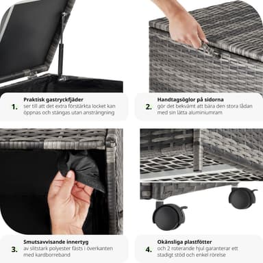 tectake Dynbox i konstrotting, Förvaringslåda, Trädgårdslåda för Utomhusförvaring - grå