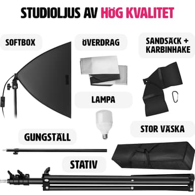 tectake Studiolampa + softbox modell 2 - svart