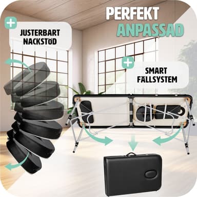 tectake 2-zons massagebänk med stoppning och aluminiumram +bärväska - svart