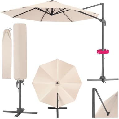 tectake Parasoll Daria inkl. fotpedal och överskyddsdrag - beige